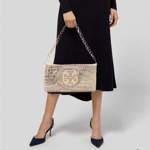 Tory Burch Gold Embossed Metallic Reva Clutch